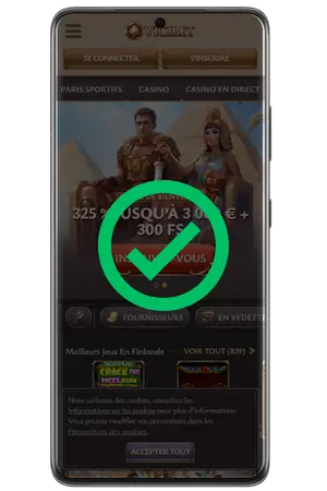 Inscription réussie sur Vicibet Casino
