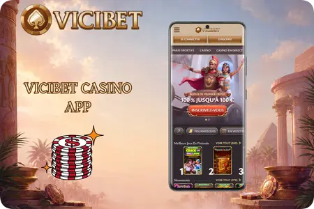 Vicibet casino app ouverte dans le navigateur mobile
