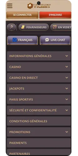 Informations du Vicibet casino site officiel
